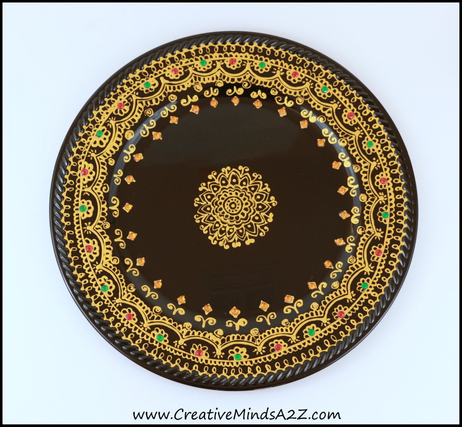 Golden Crystal Wedding Centrepiece Mehndi Plate Thaal Sagan Chura Pooja Thaal 